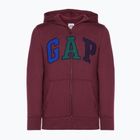 Παιδικό φούτερ GAP V-Fall Fash Logo FZ βαθύ κόκκινο γρανάδι