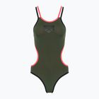 Γυναικείο ολόσωμο μαγιό arena One Double Cross Back One Piece dark sage/black/fluo red