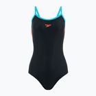 Speedo γυναικείο ολόσωμο μαγιό Dive Thinstrap Muscleback μαύρο / ηφαιστειακό πορτοκαλί