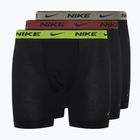 Nike Everyday Cotton Stretch ανδρικά σορτς μποξεράκια 3 ζευγάρια cyber μαύρο/γκρι δερμάτινο/σκούρο πόνι