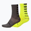 Ανδρικές κάλτσες ποδηλασίας Endura Coolmax Stripe 2-pak hi-viz yellow/grey