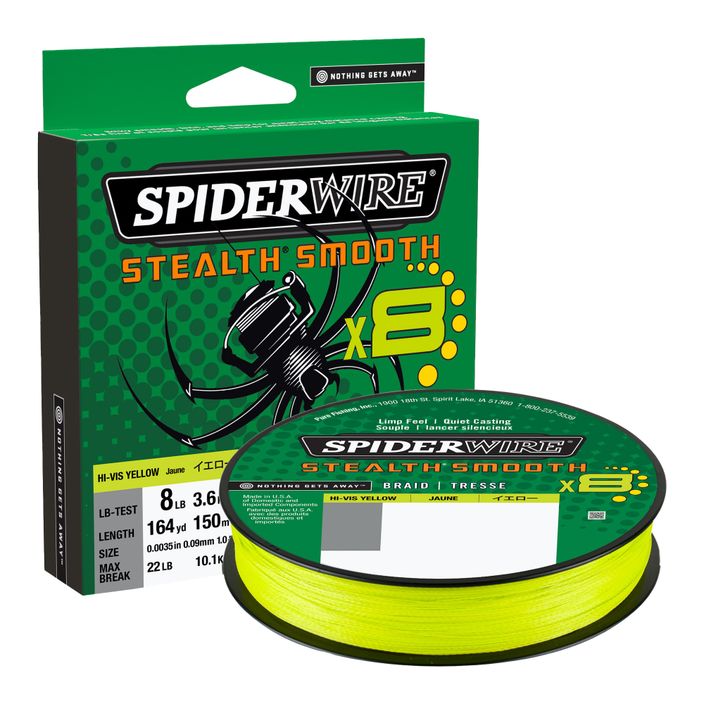 SpiderWire Stealth 8 κίτρινη πλεξούδα περιστροφής 1515628 2