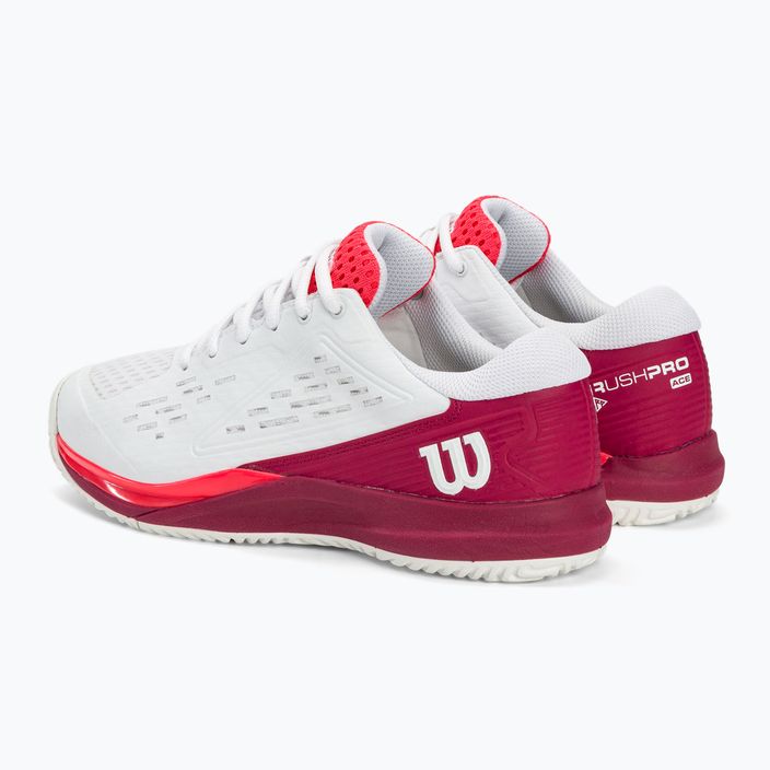Wilson Rush Pro Ace JR παιδικά παπούτσια τένις λευκό/κόκκινο παντζάρι/ροζ ντίβα 3