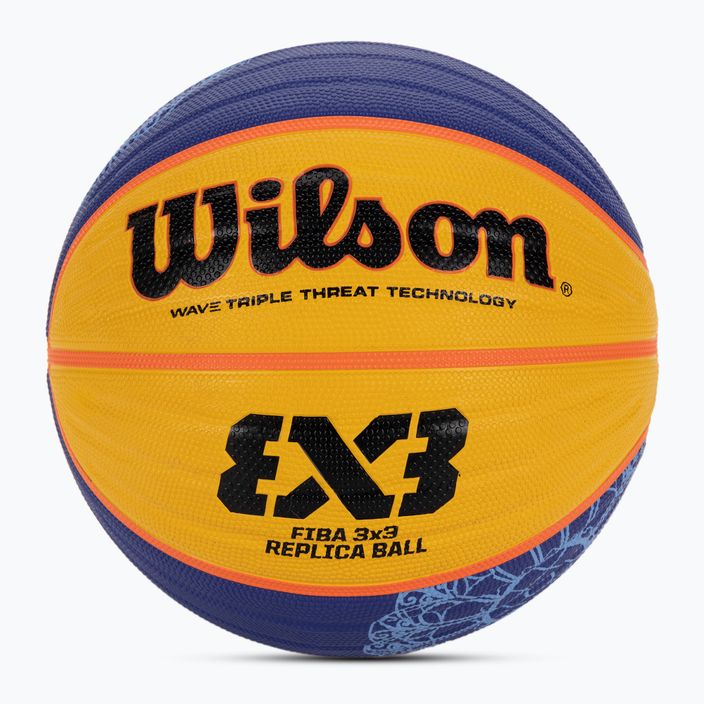 Wilson Fiba 3X3 Replica Παρίσι 2004 μπάσκετ μπλε/κίτρινο μέγεθος 6