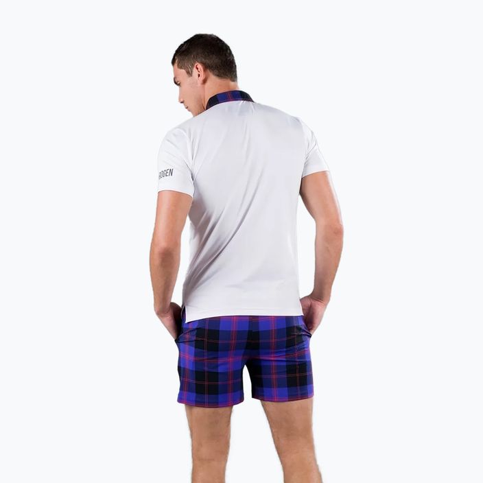 Ανδρικό μπλουζάκι πόλο τένις HYDROGEN Tartan λευκό και μοβ T00518E82 3