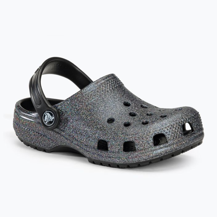 Crocs Classic Glitter Clog μαύρα παιδικά σανδάλια 2