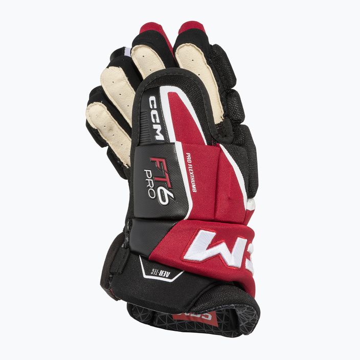 CCM JetSpeed FT6 Pro SR γάντια χόκεϊ μαύρο/κόκκινο/λευκό 3