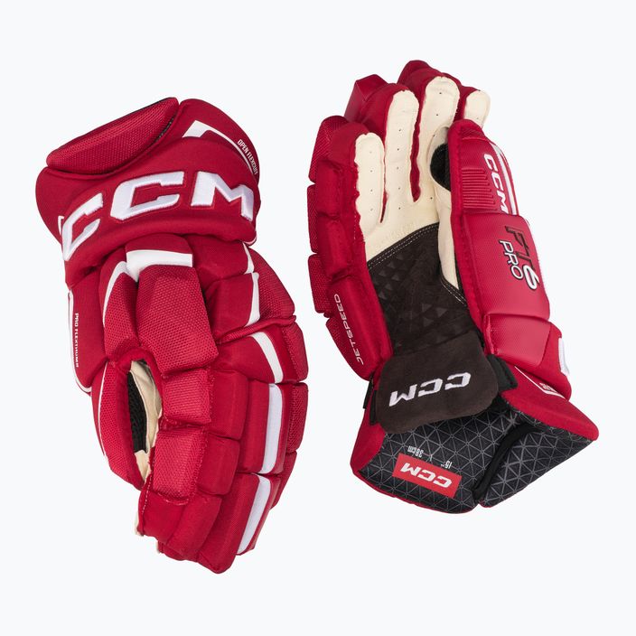 CCM JetSpeed FT6 Pro SR γάντια χόκεϊ κόκκινα/λευκά