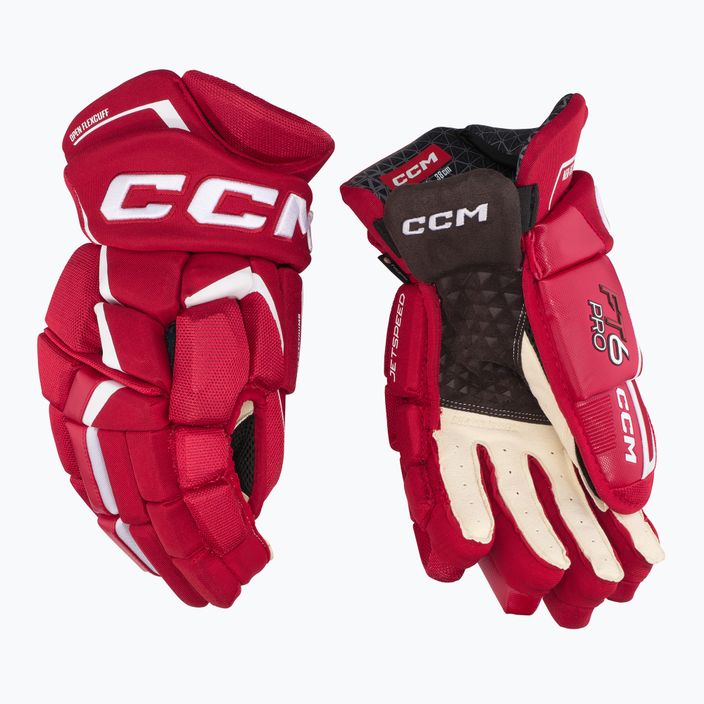 CCM JetSpeed FT6 Pro SR γάντια χόκεϊ κόκκινα/λευκά 2