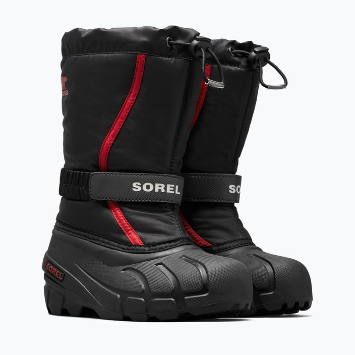 Sorel Flurry Dtv μαύρο/φωτεινό κόκκινο junior μπότες χιονιού 9