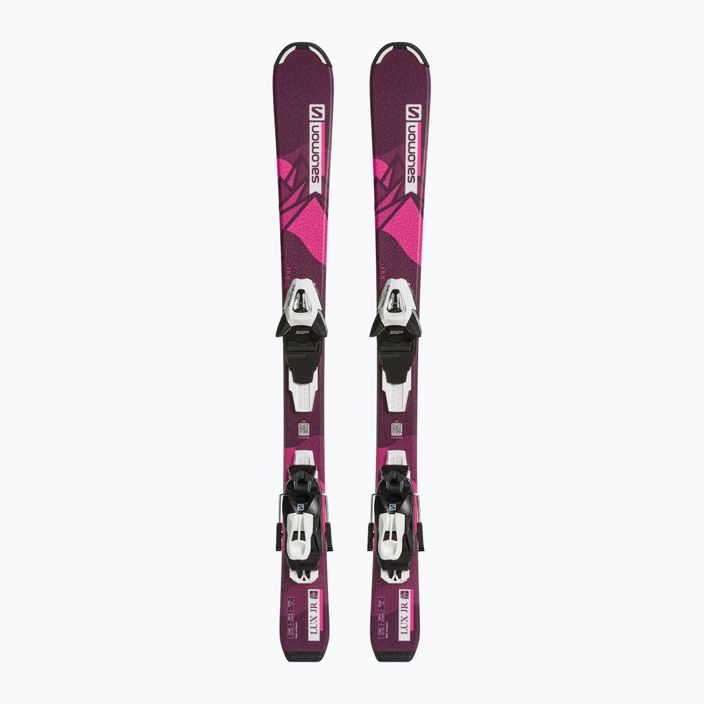 Παιδικά χιονοδρομικά σκι Salomon Lux Jr S + C5 bordeau/pink
