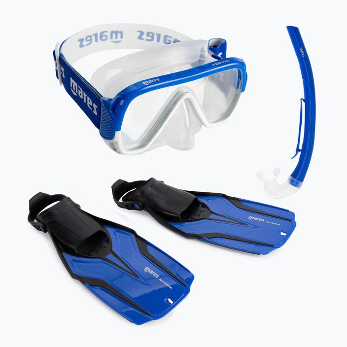 Mares Nateeva Keewee σετ κατάδυσης μάσκα + αναπνευστήρας + πτερύγια μπλε 410757