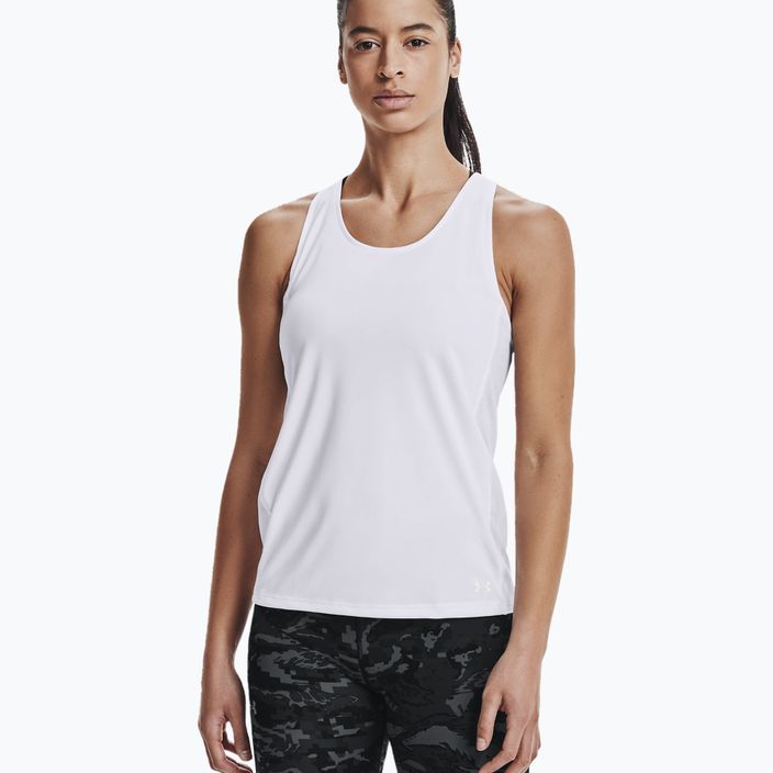 Under Armour Fly By λευκή γυναικεία αθλητική μπλούζα 1361394-100 3