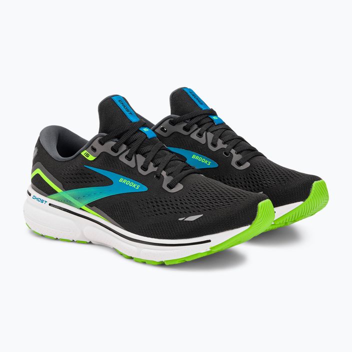 Brooks Ghost 15 ανδρικά παπούτσια για τρέξιμο μαύρο/hawaiian pcean/πράσινο 4