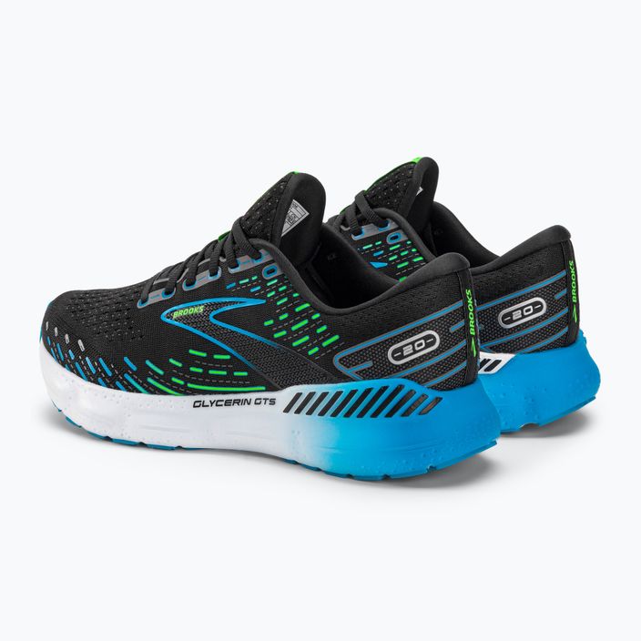 Brooks Glycerin GTS 20 ανδρικά παπούτσια για τρέξιμο μαύρο/ωκεανός Χαβάης/πράσινο 3