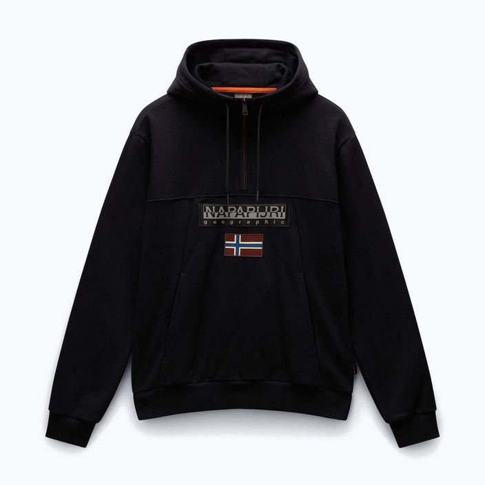 Ανδρικό Napapijri Burgee Half Zip Hooded 2.0 φούτερ με κουκούλα μαύρο 041 5