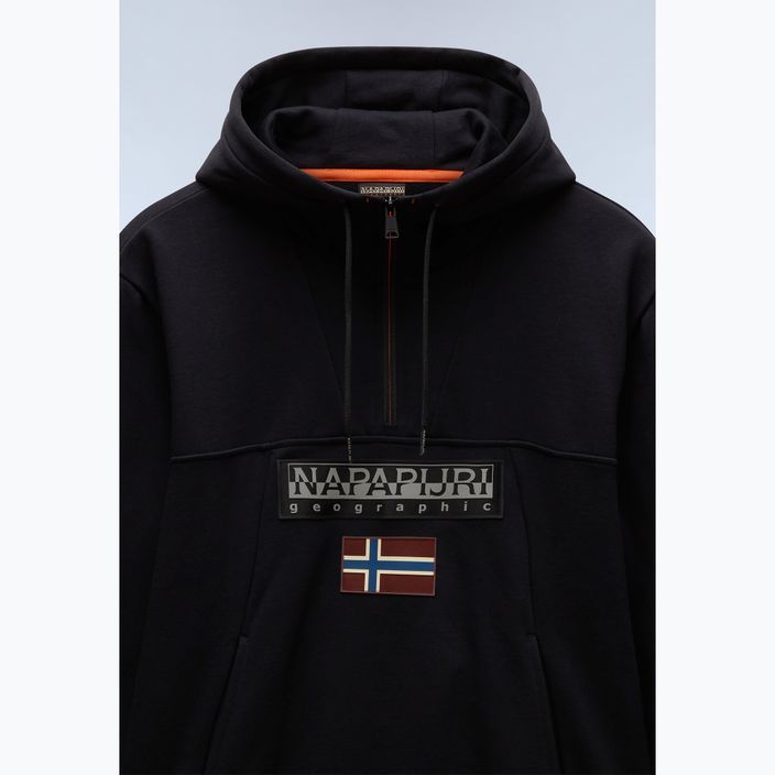 Ανδρικό Napapijri Burgee Half Zip Hooded 2.0 φούτερ με κουκούλα μαύρο 041 7