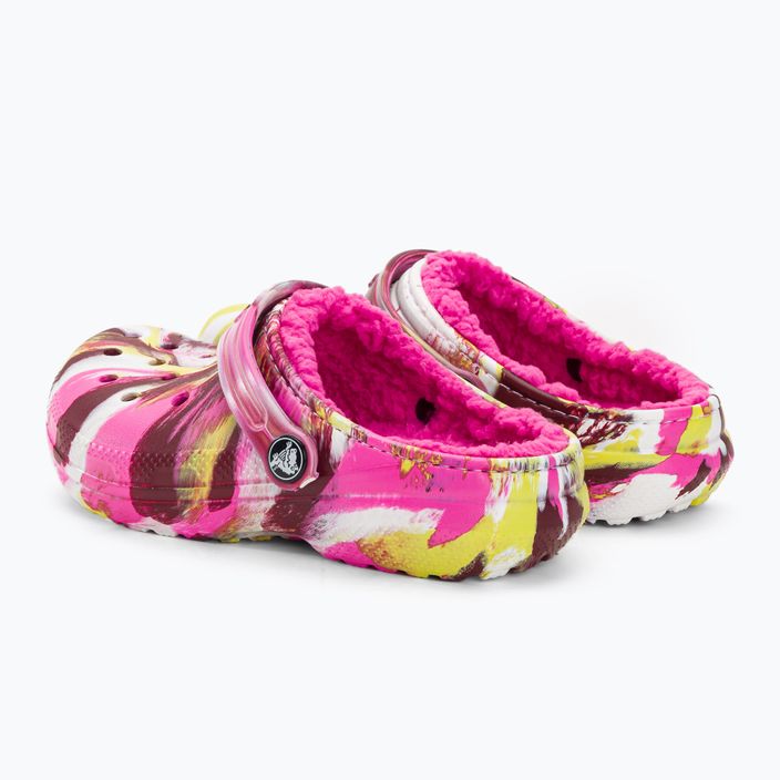 Crocs Classic Lined Marbled Clog electric pink/multi παιδικές σαγιονάρες 4