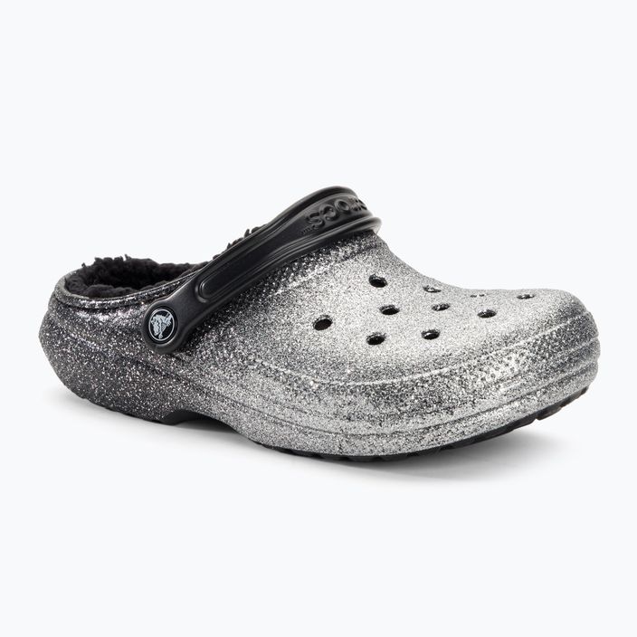 Crocs Classic Glitter Lined Clog μαύρο/ασημί σαγιονάρες