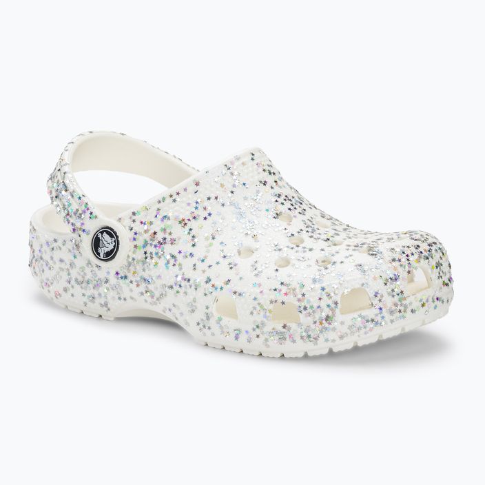 Crocs Classic Starry Glitter λευκές παιδικές σαγιονάρες 2