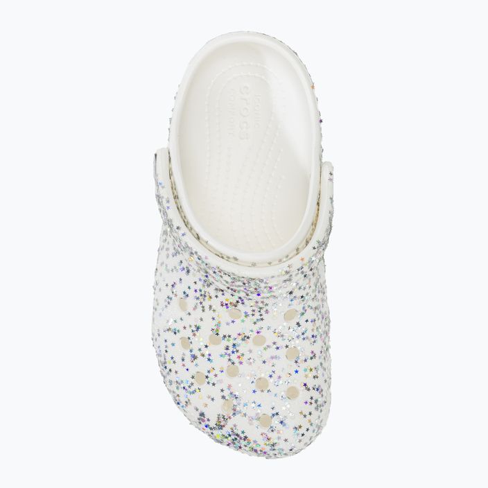 Crocs Classic Starry Glitter λευκές παιδικές σαγιονάρες 6