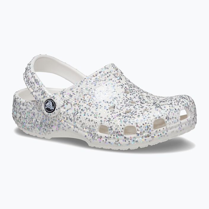 Crocs Classic Starry Glitter λευκές παιδικές σαγιονάρες 9
