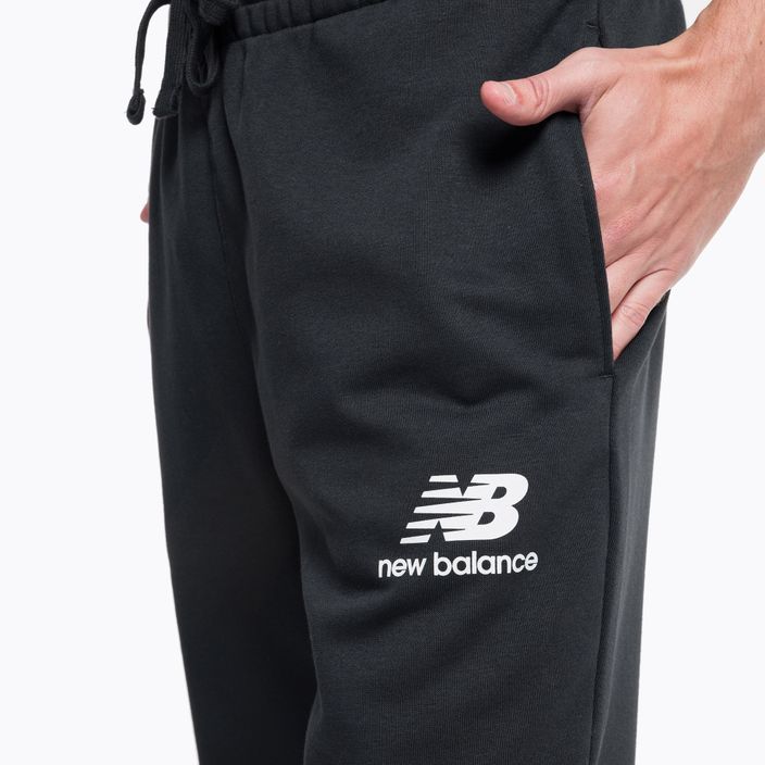New Balance Essentials Stacked Logo Γαλλικό ανδρικό παντελόνι προπόνησης μαύρο MP31539BK 4