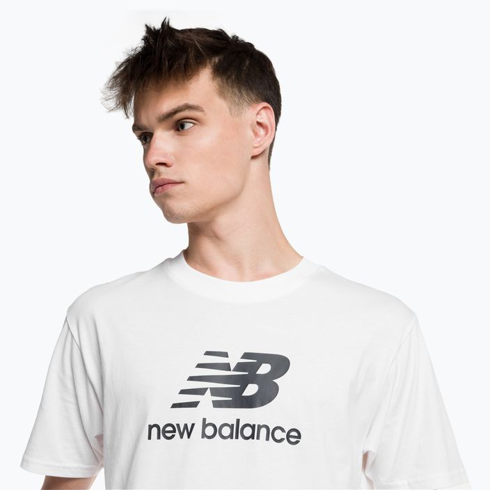 New Balance Essentials Stacked Logo Co ανδρικό μπλουζάκι προπόνησης λευκό MT31541WT 4