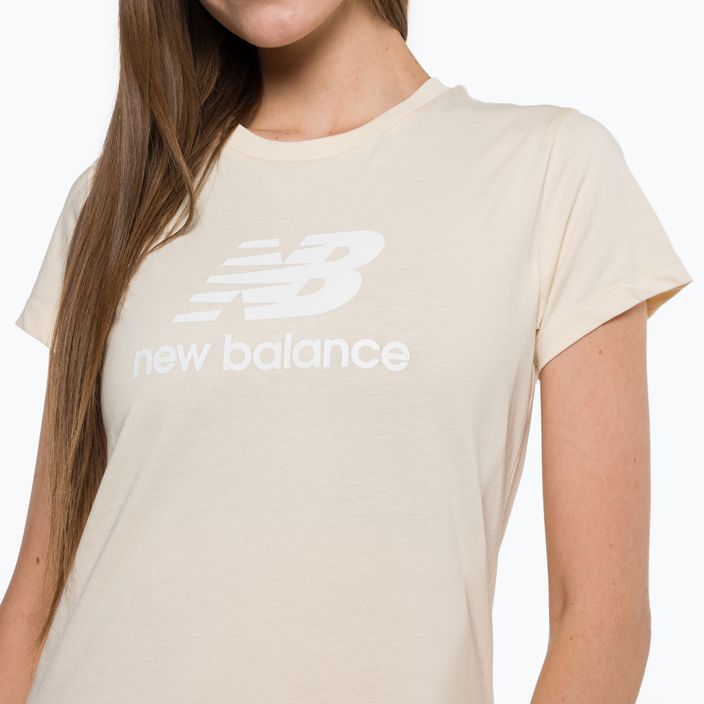 Γυναικείο μπλουζάκι New Balance Essentials Stacked Logo Co μπεζ T-shirt WT31546TCM 4