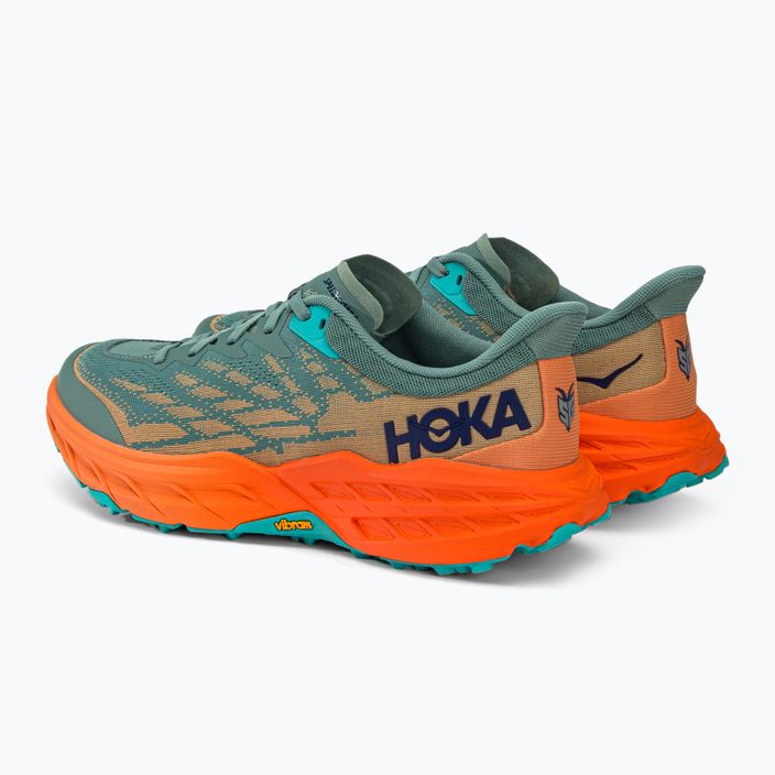 HOKA Speedgoat 5 ανδρικά παπούτσια για τρέξιμο πράσινο-πορτοκαλί 1123157-TMOR 4