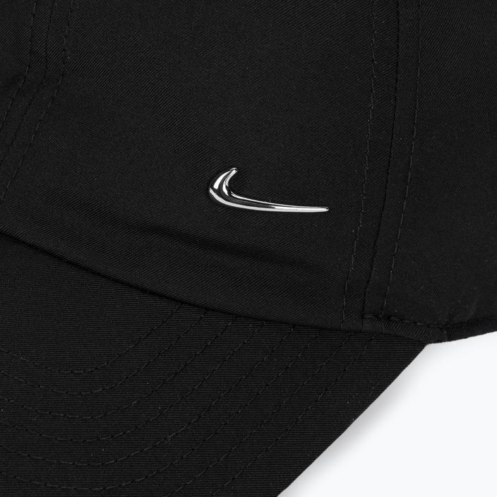 Nike Dri-Fit Club Unstructured Metal Swoosh καπέλο μαύρο/μεταλλικό ασήμι 3