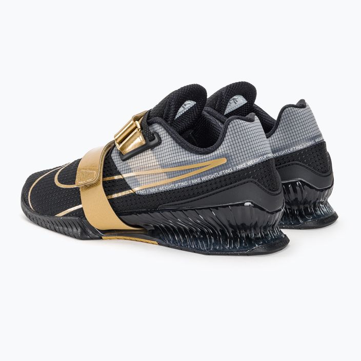 Nike Romaleos 4 μαύρο / μεταλλικό χρυσό λευκό παπούτσι άρσης βαρών 3
