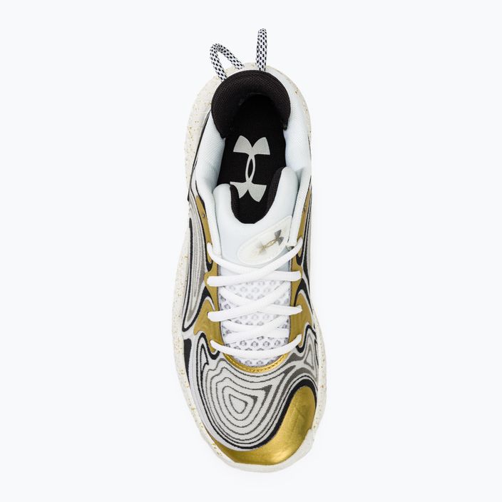 Under Armour Spawn 6 παπούτσια μπάσκετ λευκό/μαύρο/μεταλλικό χρυσό 5