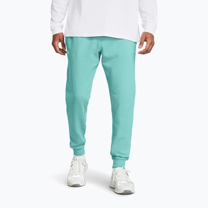 Under Armour ανδρικό παντελόνι Rival Fleece Joggers radial τυρκουάζ/λευκό παντελόνι