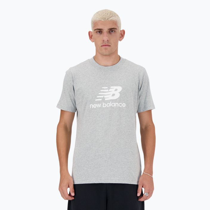 Ανδρικό New Balance Stacked Logo αθλητικό γκρι T-shirt 3