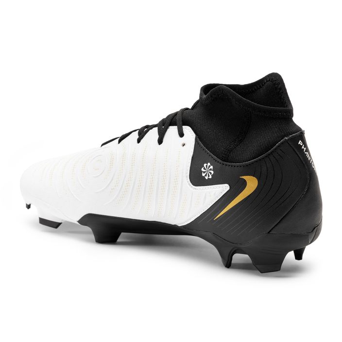 Nike Phantom Luna II Academy FG/MG ποδοσφαιρικά παπούτσια λευκό / μεταλλικό χρυσό νόμισμα / μαύρο 3