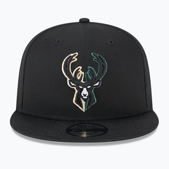 New Era Split Logo 9Fifty Milwaukee Bucks καπέλο μαύρο 3