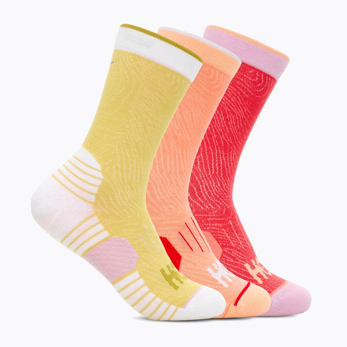HOKA Crew Run Sock 3 ζευγάρια κάλτσες τρεξίματος cerise/papaya/aura
