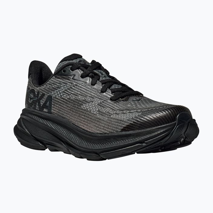 HOKA Clifton 9 μαύρο/μαύρο ανθρακί παιδικά παπούτσια για τρέξιμο 8