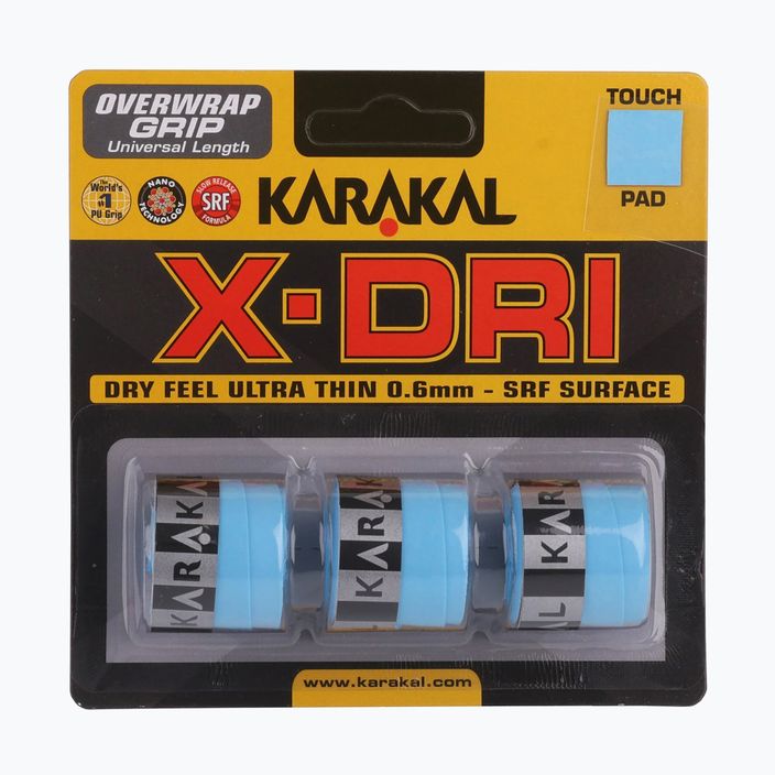 Τύλιγμα ρακέτας σκουός Karakal X-Dri Grip 3 τεμάχια μπλε.