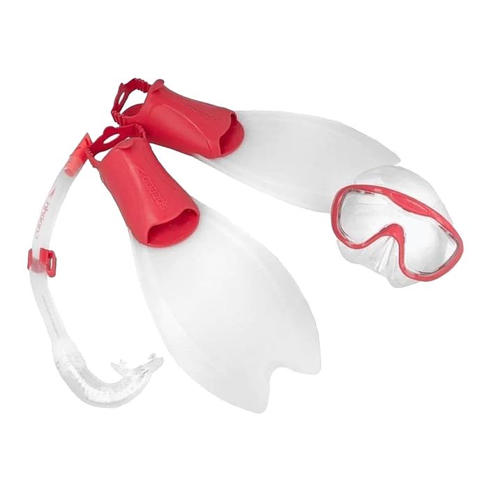 Speedo Glide Junior Scuba snorkel kit παιδική μάσκα + πτερύγια + αναπνευστήρας καθαρό κόκκινο 2