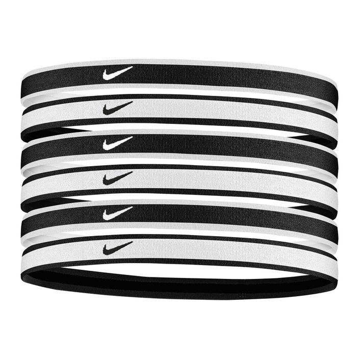 Nike Tipped Swoosh Sport 2.0 κεφαλόδεσμοι 6 τεμάχια μαύρο και λευκό N1002021-176 2