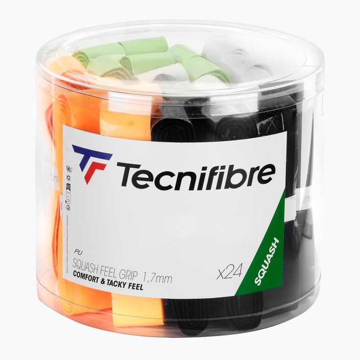 Τυλίγματα ρακέτας σκουός Tecnifibre Squash Feel Grip Box 24 τεμάχια πολύχρωμα