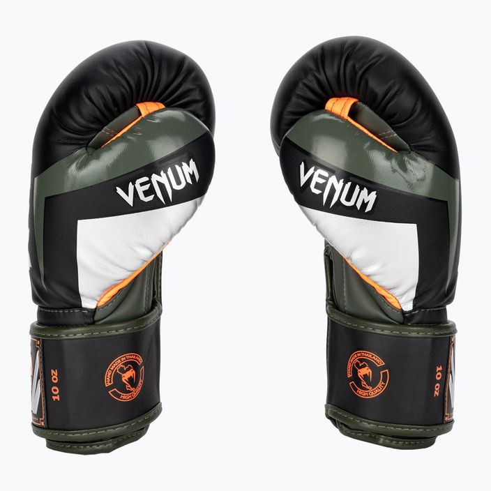 Venum Elite γάντια πυγμαχίας μαύρα/ασημί/κακί 3