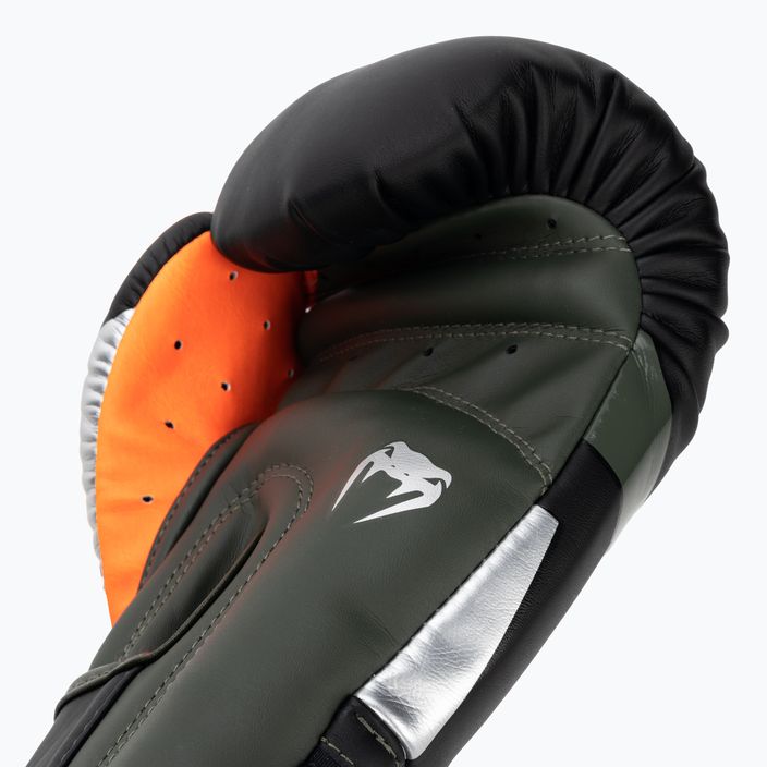 Venum Elite γάντια πυγμαχίας μαύρα/ασημί/κακί 4