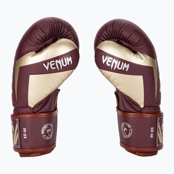 Venum Elite μπορντό/χρυσά γάντια πυγμαχίας 3