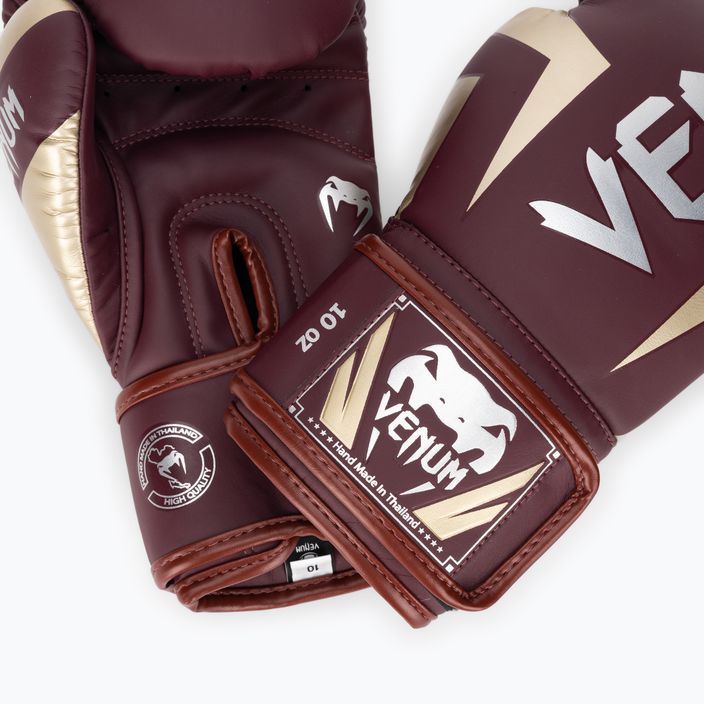 Venum Elite μπορντό/χρυσά γάντια πυγμαχίας 4