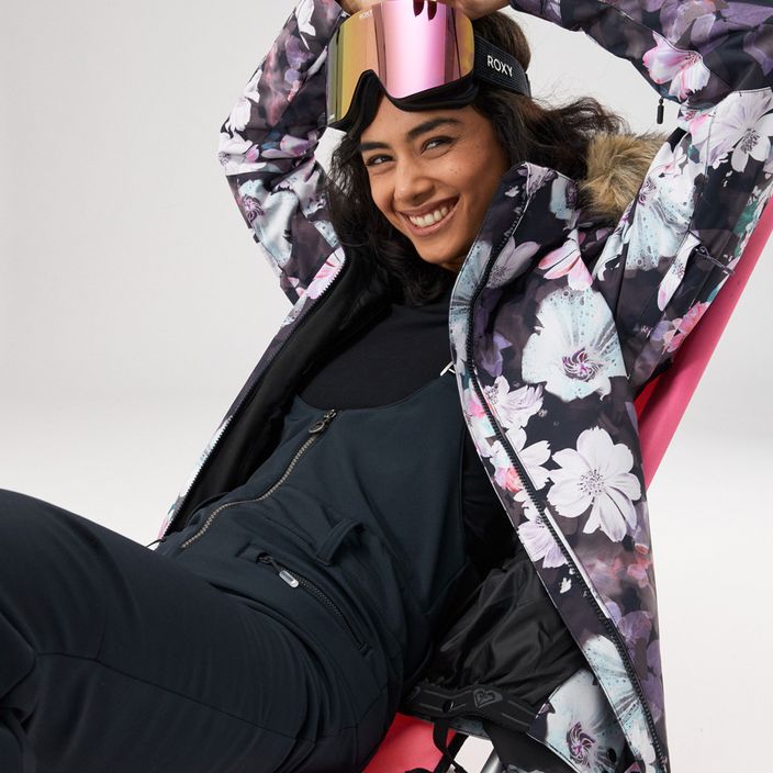 Γυναικείο σακάκι snowboard ROXY Jet Ski αληθινό μαύρο θολό λουλούδι 14