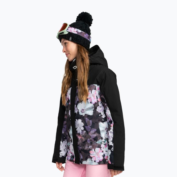 Γυναικείο μπουφάν snowboard ROXY Galaxy true black θολό λουλούδι 2