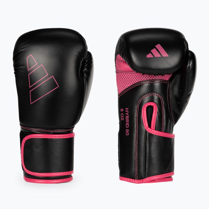 Γάντια πυγμαχίας adidas Hybrid 80 μαύρο/ροζ ADIH80 3
